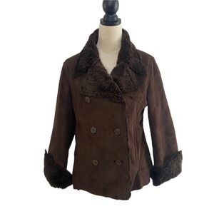Columbia brown faux suede leather jacket Size M